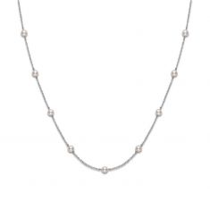 MIKIMOTO Akoya Cultured Pearl Station Necklace in White Gold