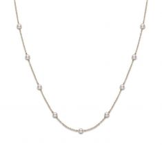 MIKIMOTO Akoya Cultured Pearl Station Necklace in Yellow Gold