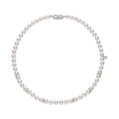 MIKIMOTO Akoya Cultured Pearl Strand Necklace with Six Diamond Rondells