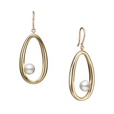 MIKIMOTO Moon Dew Akoya Cultured Pearl Earrings in Yellow Gold