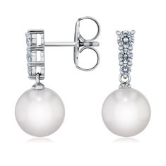 MIKIMOTO Morning Dew Akoya Cultured Pearl and 1/2ctw Diamond Drop Earrings