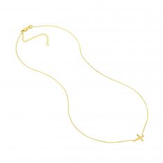 Mini East to West Cross Yellow Gold Pendant Necklace
