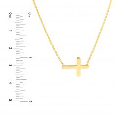 Mini East to West Cross Yellow Gold Pendant Necklace