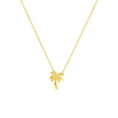 Mini Palm Tree Adjustable Yellow Gold Necklace