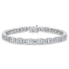 Miracle Set Round and Baguette Diamond Link Bracelet 3ctw
