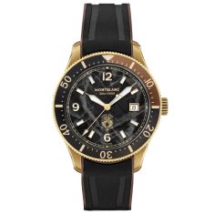 Montblanc Iced Sea Automatic Date Bronze Black Glacier Dial Black Rubber Strap Watch 40mm - 133300