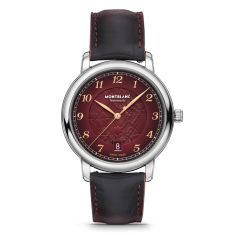 Montblanc Star Legacy Automatic Limited Edition Burgundy Dial Black Leather Strap Watch 39mm - 133243