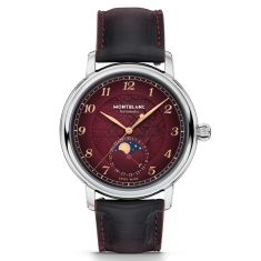 Montblanc Star Legacy Moonphase Burgundy Dial Gradient Black Leather Strap Watch 42mm - MB133244