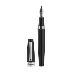 Montegrappa Magnifica Modern Classic Fountain Pen, Black, Satin Stainless Steel - Medium Nib