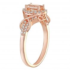 Morganite and Diamond Rose Gold Ring 1/4ctw