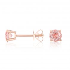 Round Morganite Rose Gold Stud Earrings