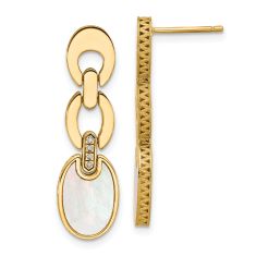 Mother-of-Pearl and 1/20ctw Diamond Yellow Gold Drop Earrings