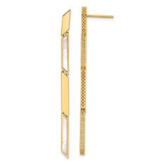 Mother-of-Pearl and Yellow Gold Geometric Linear Drop Earrings