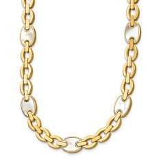 Mother-of-Pearl and Yellow Gold Solid Link Chain Necklace | 8.5mm | 18 Inches