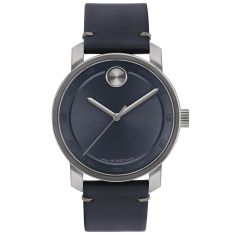 Movado BOLD Access Blue Dial Grey Leather Strap Watch 41mm - 3600956