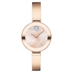 Movado BOLD Crystal Accent and Pale Rose Gold Ionic-Plated Bangle Bracelet Watch | 28mm | 3600939