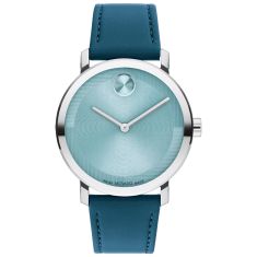 Movado BOLD Evolution 2.0 Blue Dial Leather Strap Watch 40mm - 3601148