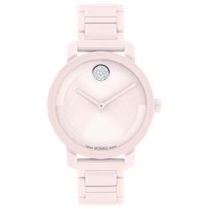 Movado BOLD Evolution 2.0 Crystal Accent Pink Dial and Pink Ceramic Bracelet Watch 34mm - 3601234