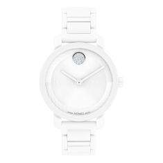 Movado BOLD Evolution 2.0 Crystal Accent White Dial and White Ceramic Bracelet Watch 34mm - 3601233