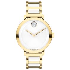 Movado Bold Evolution 2.0 Gold Plated and White Ceramic Watch 34mm - 3601238