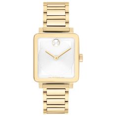 Movado BOLD Evolution 2.0 White Dial Gold Ionic Plated Stainless Steel Bracelet Watch 28mm x 26mm  - 3601165