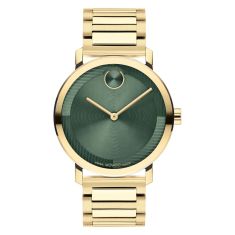 Movado Bold Evolution Green Dial Gold Ionic-Plated Stainless Steel Bracelet Watch | 40mm | 3601156
