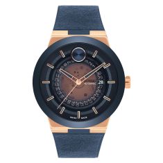 Movado Bold Fusion Automatic Blue and Rose Gold-Tone Dial Blue Fabric and Blue Rubber Strap 44mm -  3601194