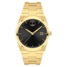 Movado BOLD Quest Black Dial Gold-Tone Bracelet Watch 40mm - 3601223
