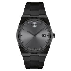 Movado BOLD Quest Grey Dial Black Stainless Steel Bracelet Watch 40mm - 3601224
