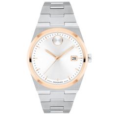 Movado BOLD Quest White Dial Stainless Steel and Rose Gold-Tone Bracelet Watch 35mm - 3600946