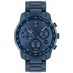Movado BOLD Verso Chronograph Blue Ceramic Watch 44mm - 3601117