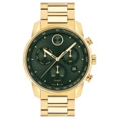 Movado BOLD Verso Chronograph Green Dial Yellow Gold Ion-Plated Watch  | 44mm | 3600948