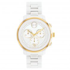 Movado BOLD Verso Chronograph White Ceramic Bracelet Watch | 40mm | 3600933