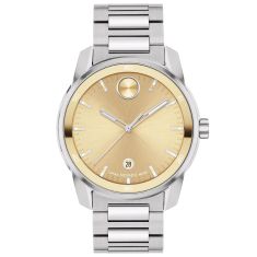 Movado BOLD Verso Gold-Tone Dial Stainless Steel Bracelet Watch 42mm - 3601203