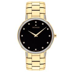 Movado Faceto Diamond Yellow Gold-Tone Watch | 39mm | 0607483