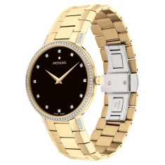 Movado Faceto Diamond Yellow Gold-Tone Watch | 39mm | 0607483