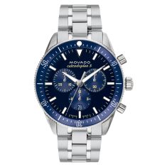 Movado Heritage Calendoplan S Blue Dial Stainless Steel Link Bracelet Watch | 42mm | 3650124