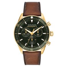 Movado Heritage Calendoplan S Green Dial Leather Strap Watch | 42mm | 3650122