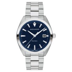 Movado Heritage Datron Blue Dial Stainless Steel Link Bracelet Watch | 39mm | 3650142