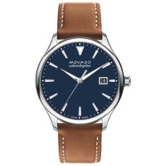Movado Heritage Series Calendoplan Brown Leather Strap Watch | 40mm | 3650155