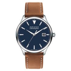 Movado Heritage Series Calendoplan Navy Dial Leather Strap Watch | 40mm | 3650155