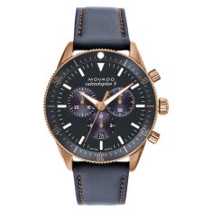 Movado Heritage Series Calendoplan S Chronograph Grey Dial and Grey Leather Strap Watch 42mm - 3650168