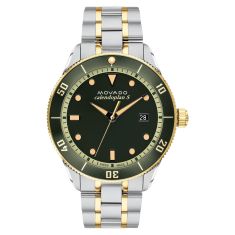 Movado Heritage Series Calendoplan S Green Dial Two-Tone Stainless Steel Bracelet Watch 43mm - 3650127