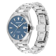 Movado Heritage Series Datron Automatic Blue Dial Stainless Steel Watch 40mm - 3650195