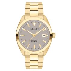 Movado Heritage Series Datron Automatic Grey Dial Gold-Tone Stainless Steel Bracelet Watch 40mm - 3650172