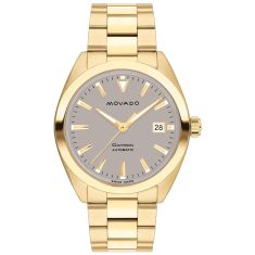 Movado Heritage Series Datron Automatic Grey Dial Yellow Gold PVD Stainless Steel Watch 40mm - 3650172