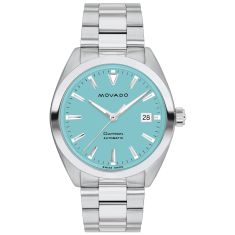 Movado Heritage Series Datron Automatic Light Blue Dial Stainless Steel Watch 40mm - 3650175
