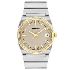Movado Heritage Series Ondoplan Warm Grey Dial Stainless Steel and Gold-Tone Watch 36mm - 3650216