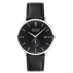 Movado Heritage Series Silhouette Black Dial and Black Leather Strap Watch | 40mm | 3650130