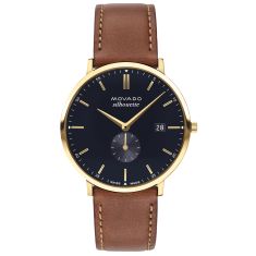 Movado Heritage Series Silhouette Navy Dial and Brown Leather Strap Watch | 40mm | 3650131